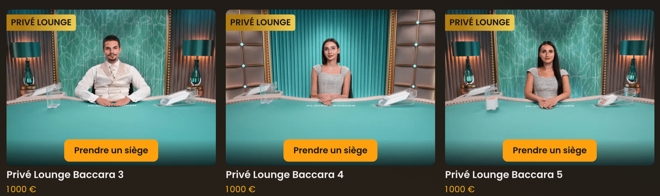 Prive Lounge Baccara pour joueurs VIP